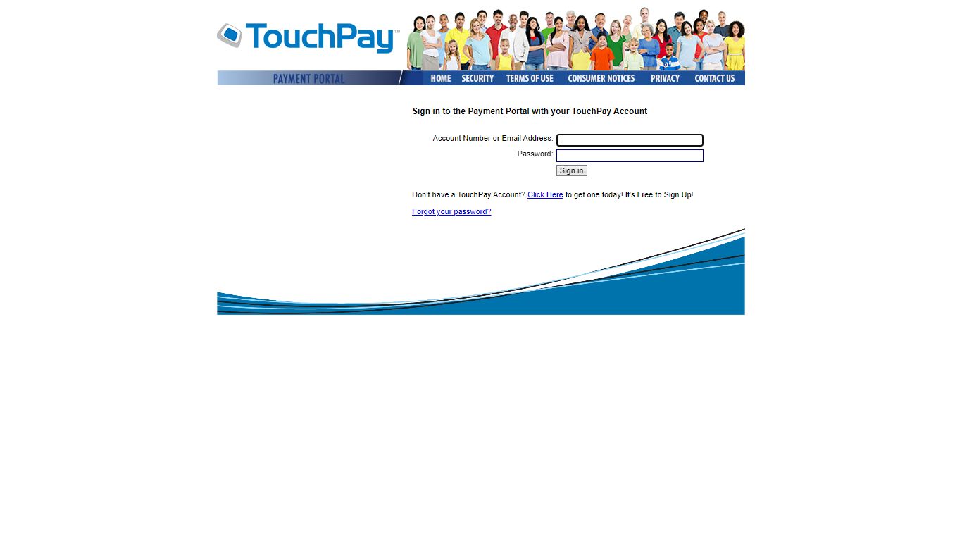 Sign in to the Payment Portal with your TouchPay Account