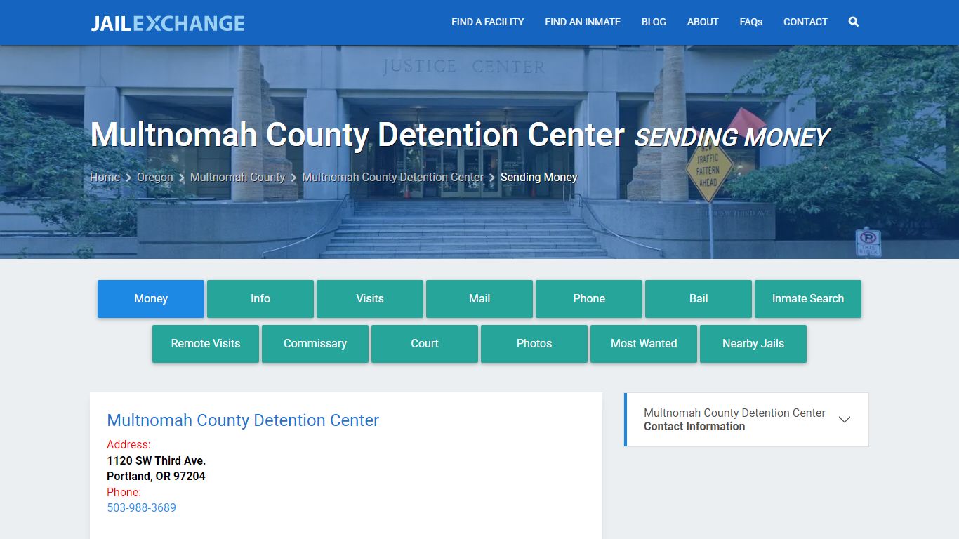 Multnomah County Detention Center Sending Money - Jail Exchange